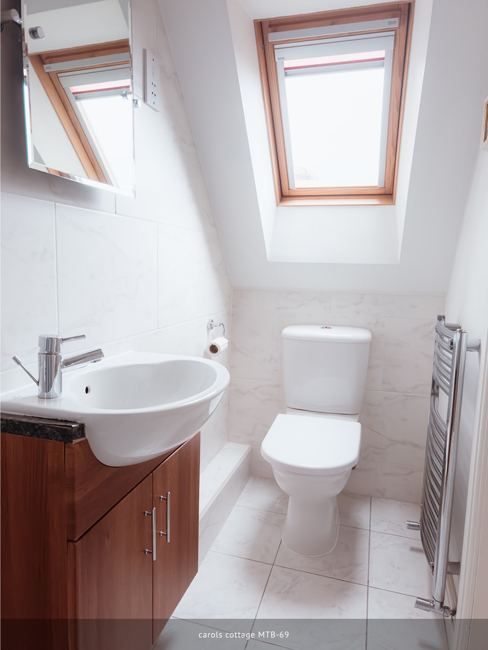 Ensuite bathroom with roof window