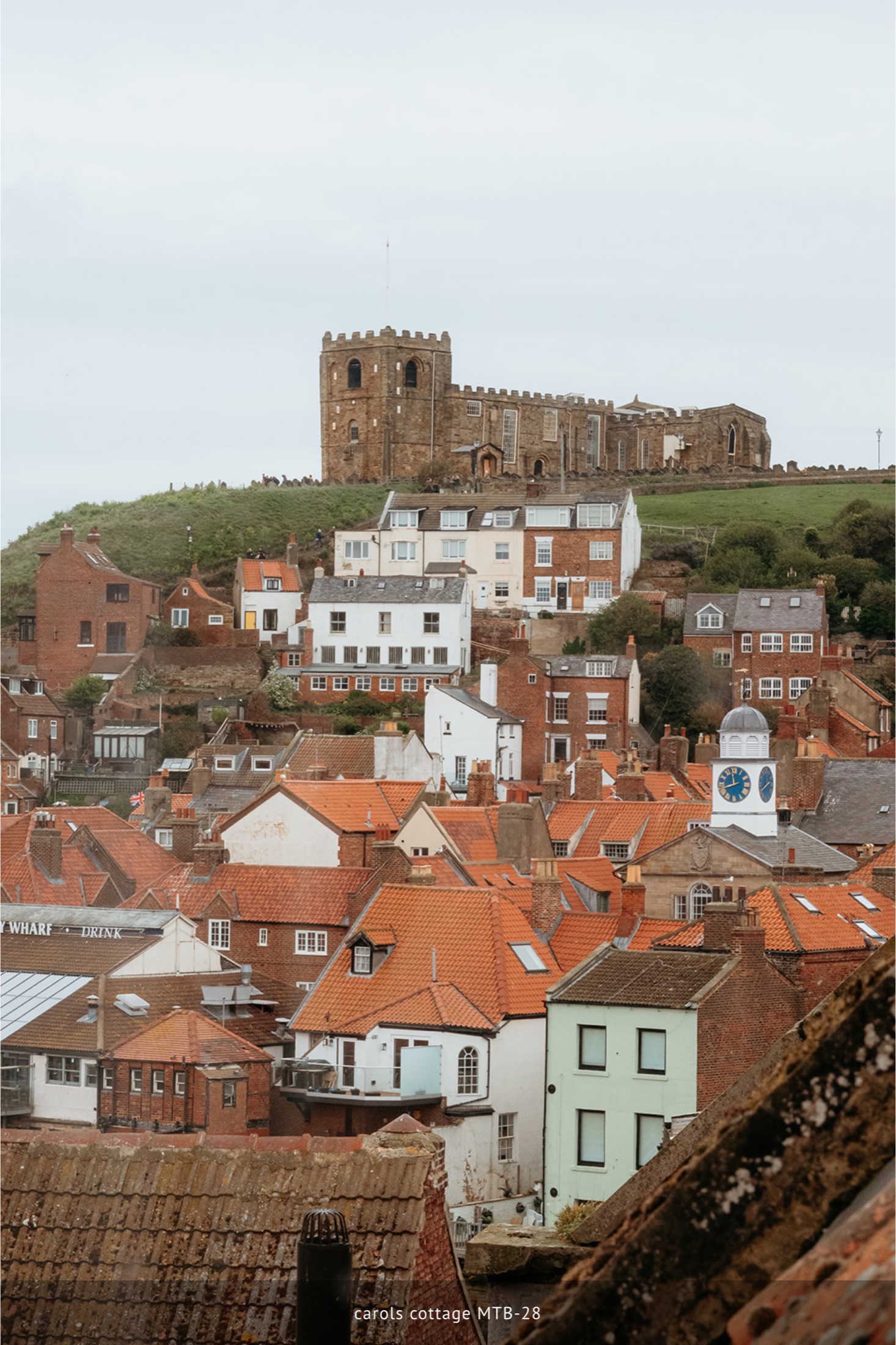 Whitby Abbey and rooftops